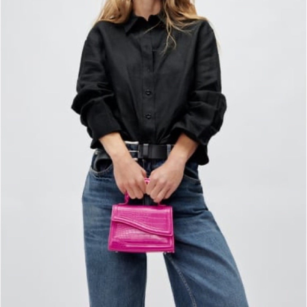NWT Zara Pink Asymmetric Flap Mini City Bag